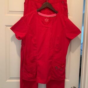 Beyond Scrubs Women's Red Scrub Set